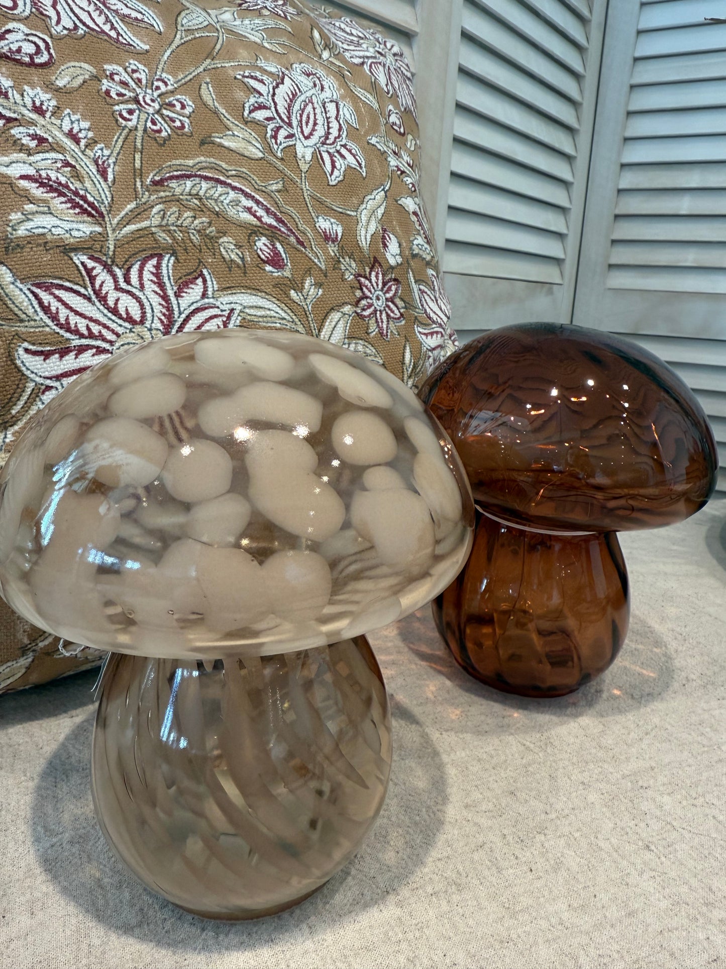 Sopp glass brun klar 10 LED 13.5x15.5cm