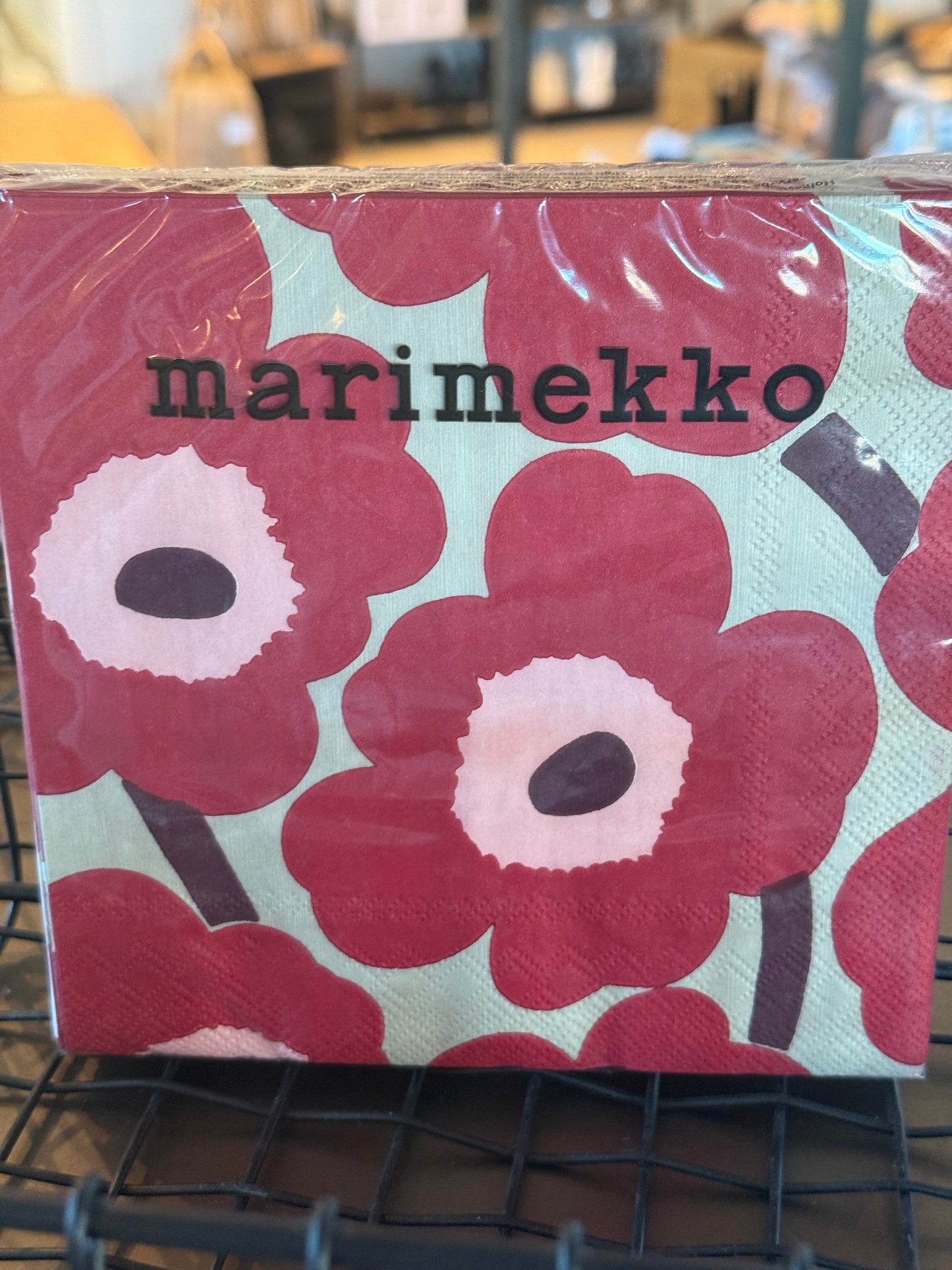 Servietter Marimekko Unikko red linen