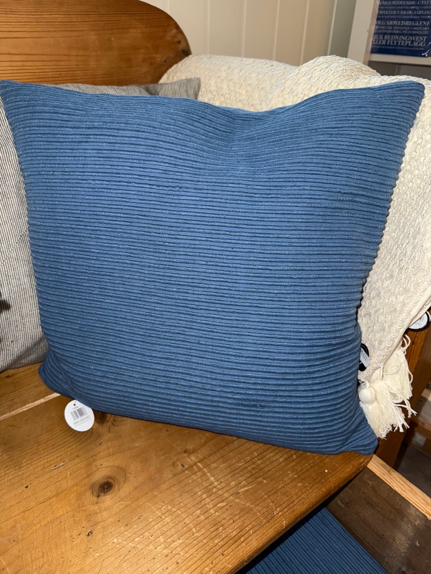 Putetrekk Madrid bomull blå 50x50cm