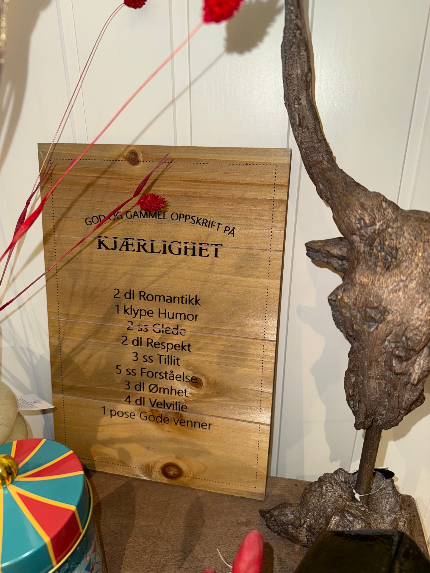 Skilt Kjærlighetsoppskrift 24x35cm