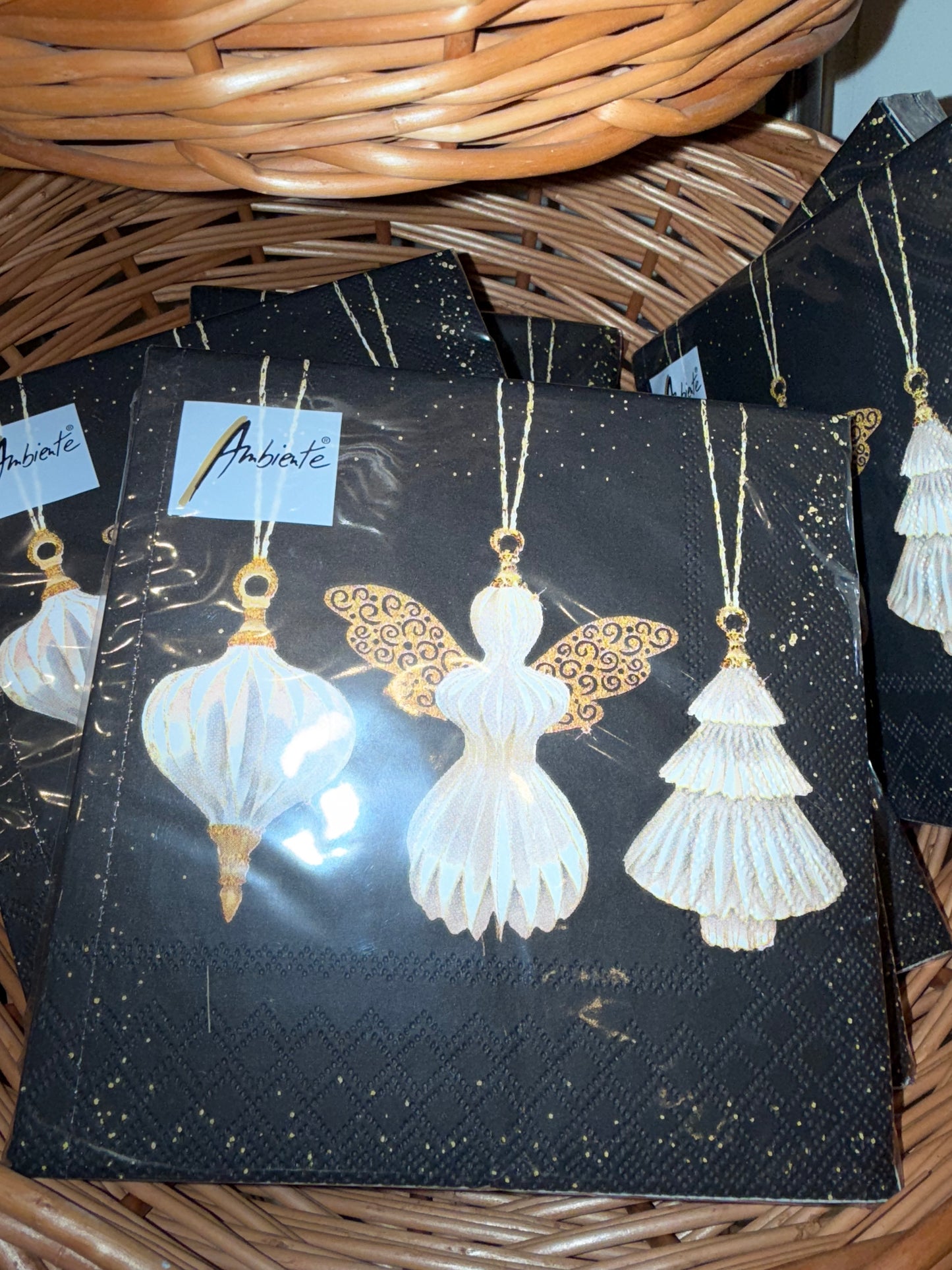 Servietter ornaments black/hvit