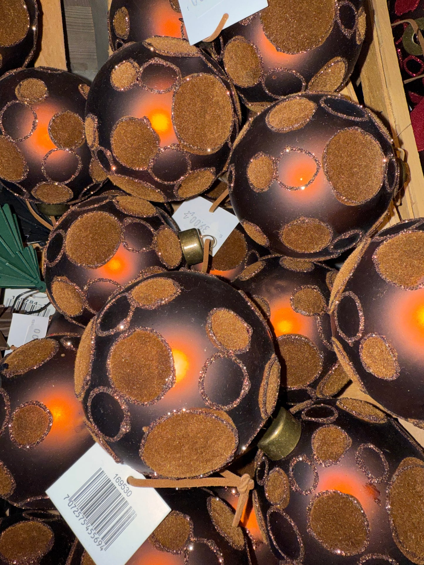 julekule brun matt/fløyel 8cm