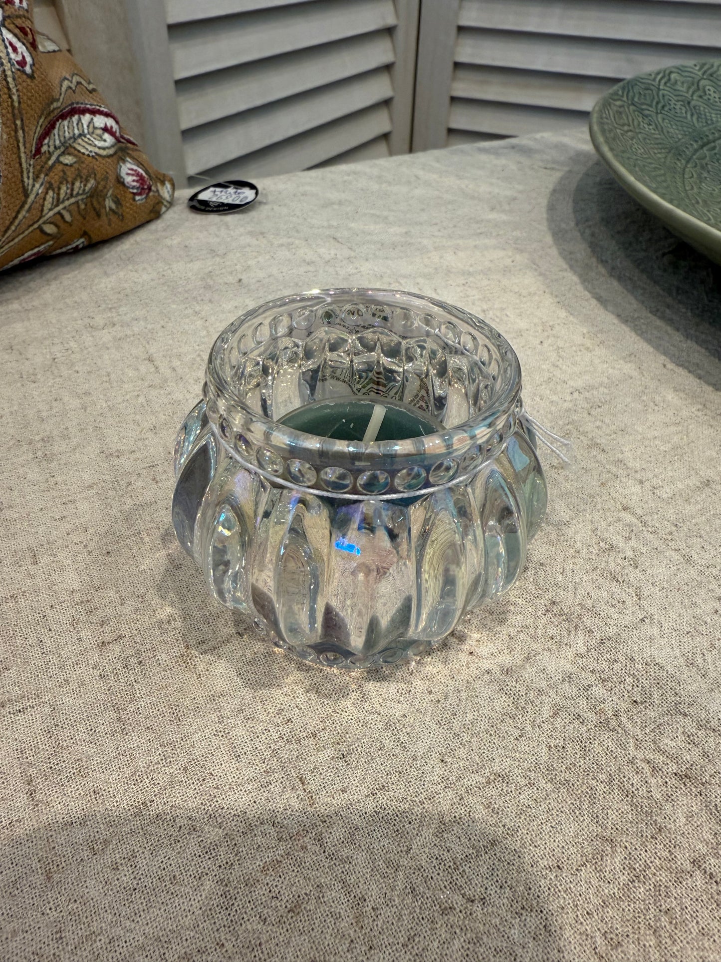 Lysholder glass brun og klar 7x5cm