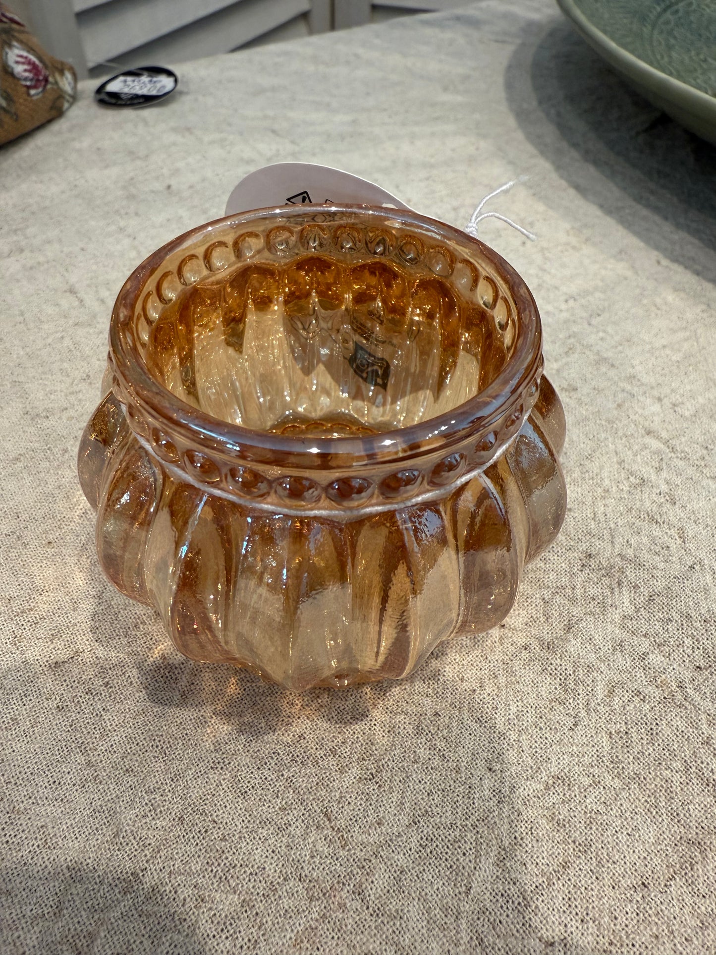 Lysholder glass brun og klar 7x5cm