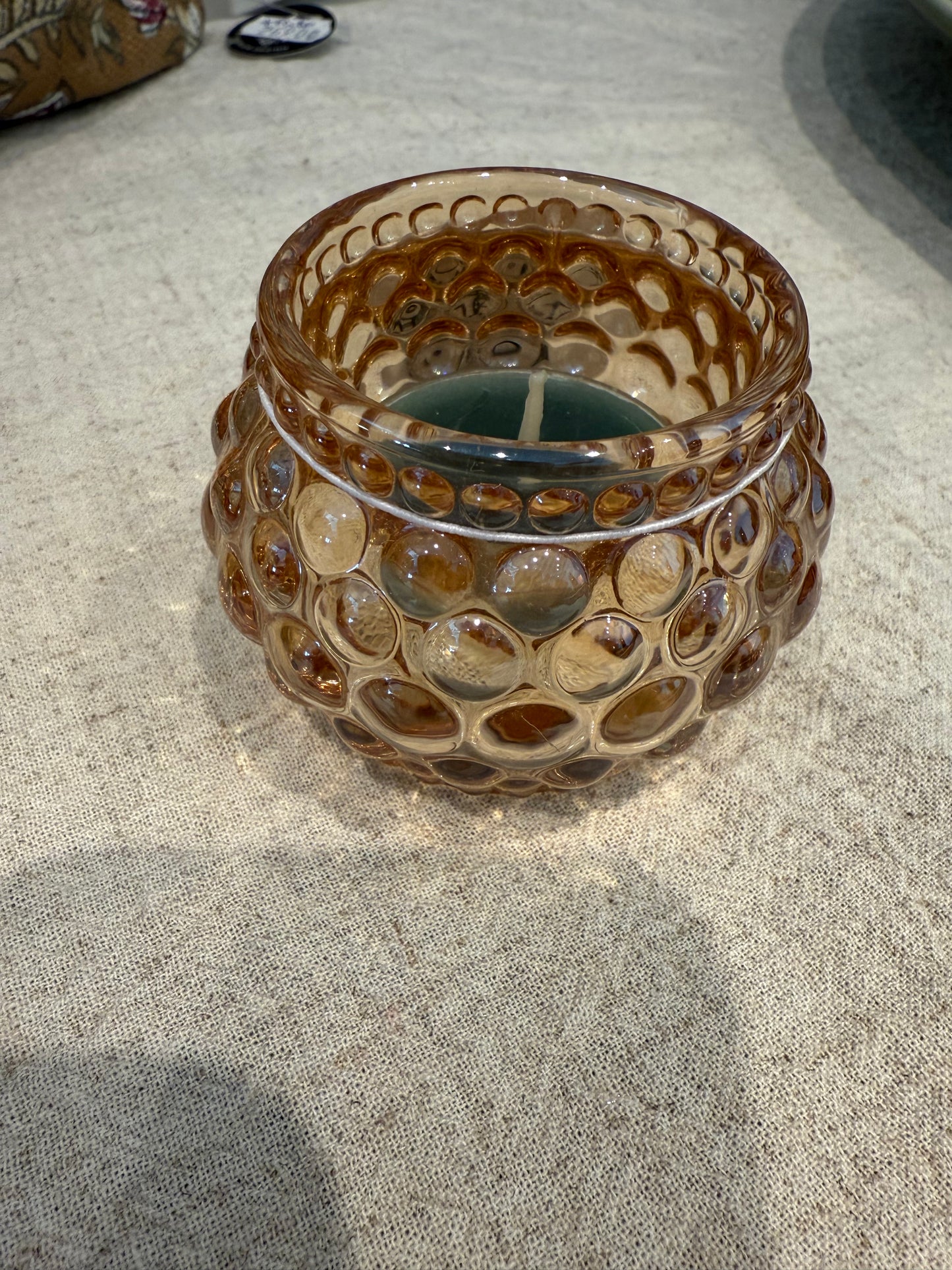 Lysholder glass brun og klar 7x5cm