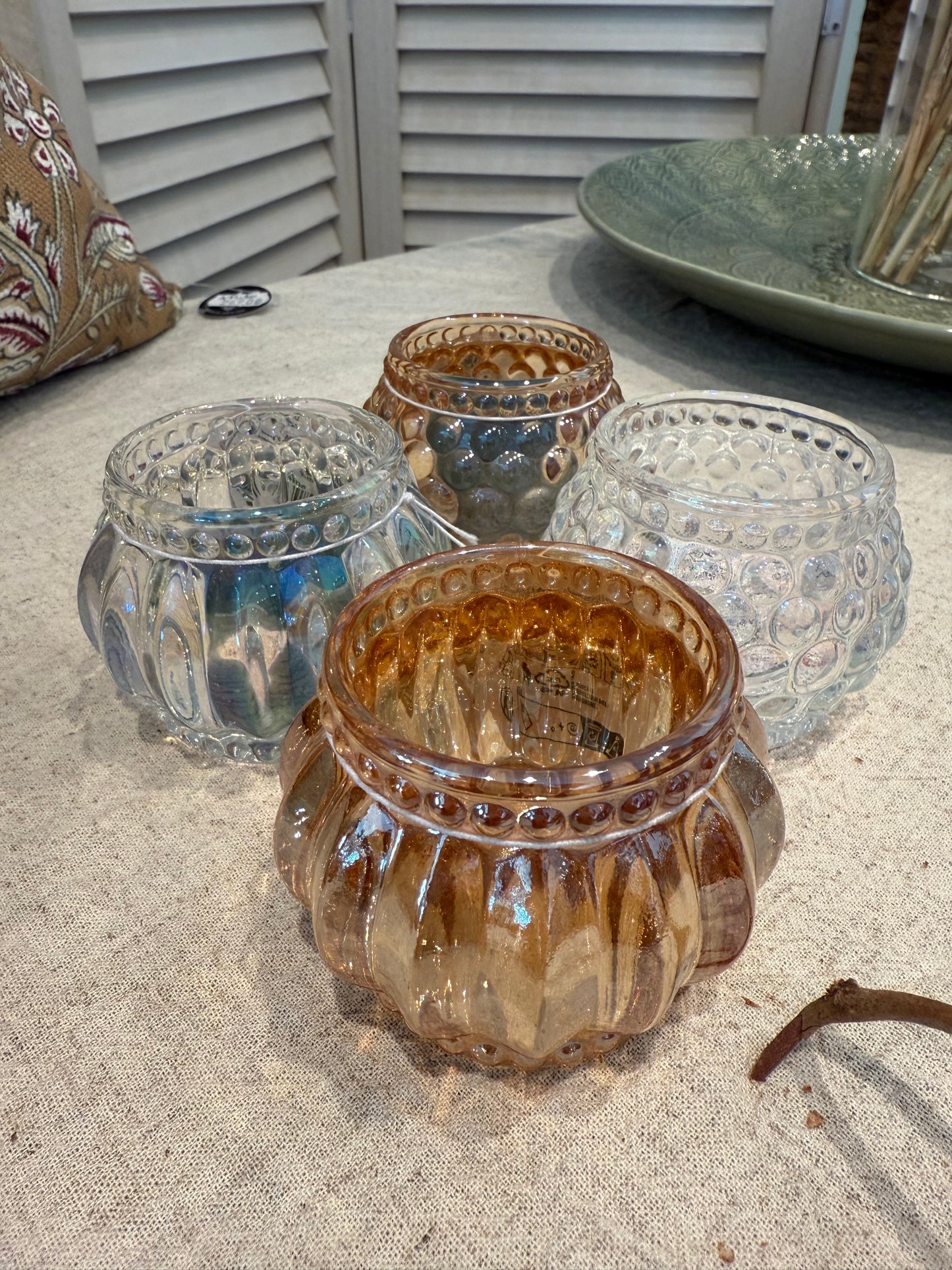 Lysholder glass brun og klar 7x5cm
