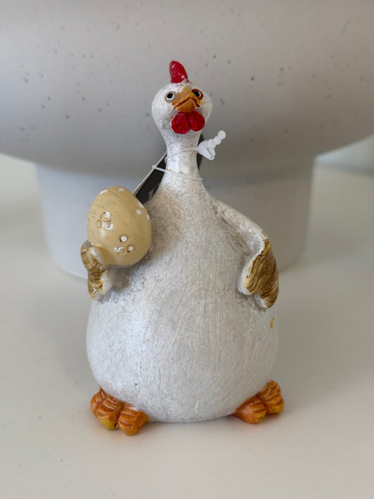 Hane/høne antikkhvit m/egg