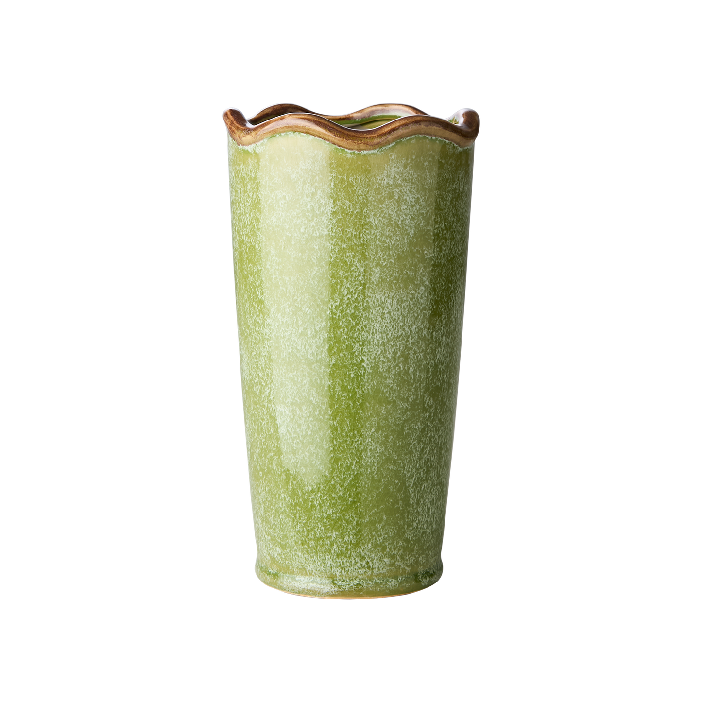 LIVIA Vase grønn m/brun kant