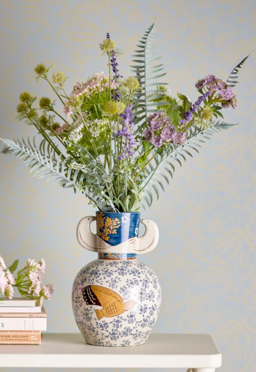 HEZHA VASE. BLÅ. KERAMIKK
